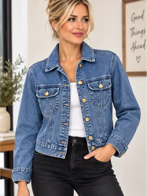 Talbots Petite Small Blue Denim Front Buttons thumbnail 1