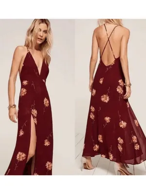 Reformation Renee Black Pink Floral Maxi Dress size XS $218 thumbnail 9