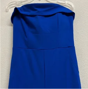 crystal sky dark blue off shoulder pantsuit thumbnail 4