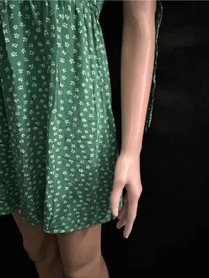 American Eagle Green & White Floral Smocked Square-Neck Mini Dress MD thumbnail 4