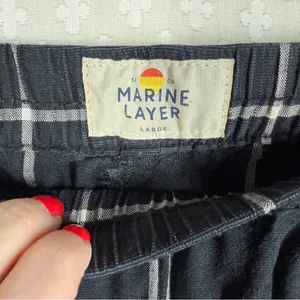 Marine Layer Black‎ White Allison Windowpane High Rise Pants thumbnail 7
