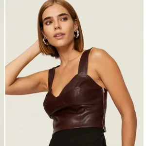 Peter‎ Som -1628 Rent The Runway - Burgundy Red Faux Leather Bustier Top Size 2 thumbnail 3