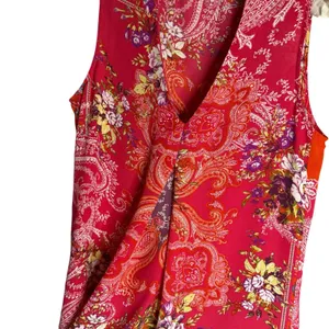 Rose + Olive Womens‎ L Sleeveless Blouse Top Paisley Boho Red Tank thumbnail 4