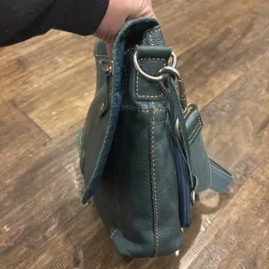 Fossil Long‎ Live Vintage Women's Teal Green Pebbled Leather Purse Crossbody Bag thumbnail 6