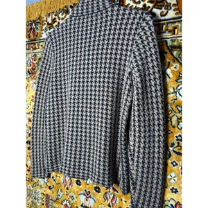 Chaps Houndstooth Asymmetric Zip Cowl Neck Sweater Soft 100% Cotton Size L thumbnail 8