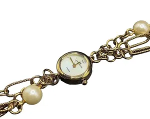 Anne Klein Women's Chunky Bracelet Watch Gold Faux Pearl Wrap Bracelet thumbnail 8