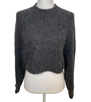 Aritzia Wilfred Free Cropped Sweater Alpaca Wool Blend Crewneck Pullover Small thumbnail 1