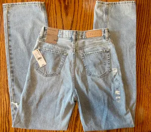 PacSun Ripped Boyfriend Jeans 90s High-Rise Light Wash Distressed 25 thumbnail 4