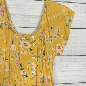 Anthropologie Abel‎ the Label Yellow Floral Hi-Low Maxi Dress Medium Gypsy Boho thumbnail 5