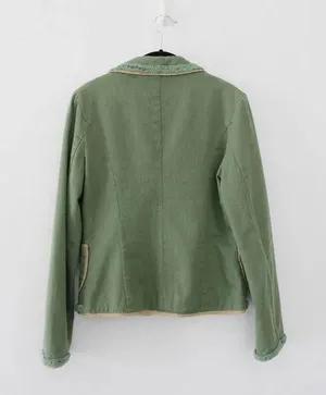 Misomiso Vintage Y2K Linen Bead Embroidered Jacket thumbnail 4