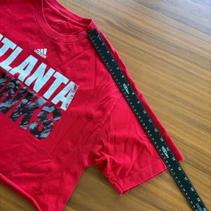 Adidas Atlanta Hawks Red Cropped Short Sleeve‎ T-Shirt Raw Hem 100% Cotton Large thumbnail 6