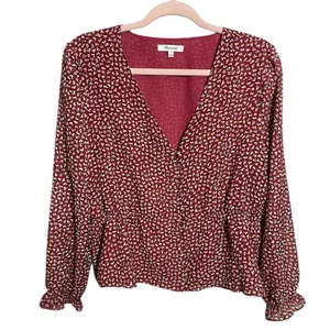 Madewell retro ditsy floral blouse boho button front long sleeve top thumbnail 1