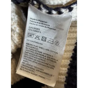 H&M 1/4 Zip Striped Oversized Knit Cardigan Size M‎ Long Sleeve Navy/Cream thumbnail 6