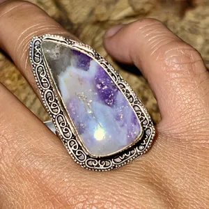 Purple Chevron Amethyst Ring Size 8 1/4 thumbnail 5
