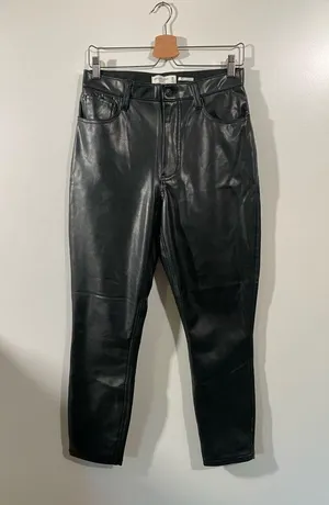 A&F Vegan Leather Pants Black Slim Fit Size 10 Size 30 thumbnail 4