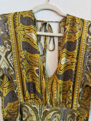 Earthbound | Bohemian Paisley Print Maxi Dress | Olive size S thumbnail 3