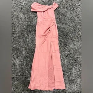 ASOS Edition Satin Bardo Drape Wrap Maxi Dress in Dusky Rose, Size 0​​​​​​​​ thumbnail 4