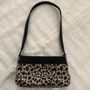 2000s Y2K Black brown tan leopard animal print shoulder hand bag purse thumbnail 1