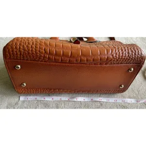 Brown Croc Embossed Satchel Handbag Crossbody Tote Purse Structured Bag thumbnail 7