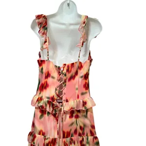 Runaway The Label Pink Floral Tulip Ruffle Tiered Corset Maxi Dress PO-4014 L thumbnail 6