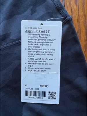 Lululemon Align High-Rise 25” Heritage Camo Deep Coal Black Size 4 NWT thumbnail 4