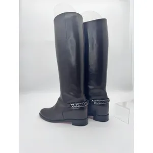 Christian Louboutin Cate Dark Brown Leather Riding Boots Chain Link EU 36 thumbnail 9