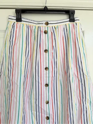 J. Crew Stripe Colorful Midi Skirt Size M thumbnail 3
