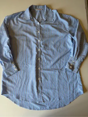 Katch Me Blue White Stripe Large collared Button Up Boyfriend Shirt Oversized thumbnail 1