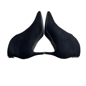 Halston Cairo‎ Womens 6.5 Ankle Booties Boots Black Suede Stiletto Heel Back Zip thumbnail 2