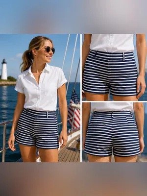 LOFT Riviera Shorts Navy White Stripe Tailored Stretch Shorts Size 2 Coastal thumbnail 2