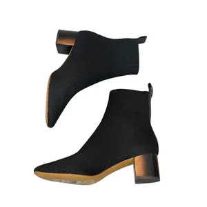 Everlane The Glove Boot Black Knit Sock Ankle Boots Block Heel Women’s 7.5 thumbnail 5