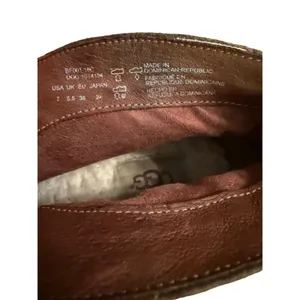 Ugg W Wright Belted Shearling‎ Lined Chestnut Leather Suede Ankle Boots Sz 7 thumbnail 2