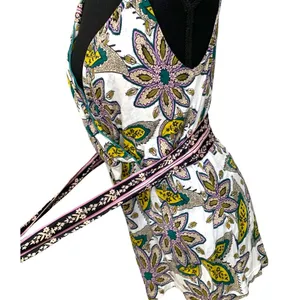 Anthropologie C. Keer bohemian wrap style paisley white tie tank top tunic thumbnail 5