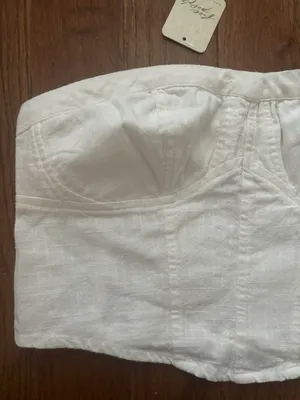 Free People NWT white structured cropped tube top thumbnail 3
