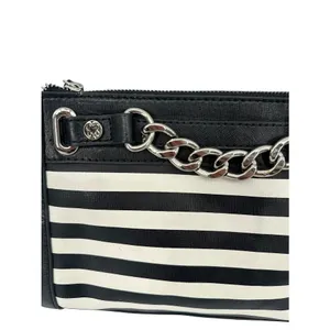Emma‎ Fox Crossbody Bag Womens Purse Black White Striped Leather Chain Nautical thumbnail 2