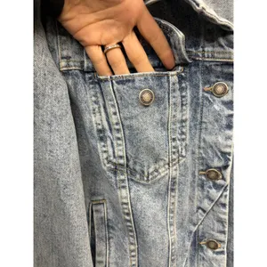 Free People Women's‎ Rumors Seamed Light Wash Denim Classic Jacket Grunge Size L thumbnail 6