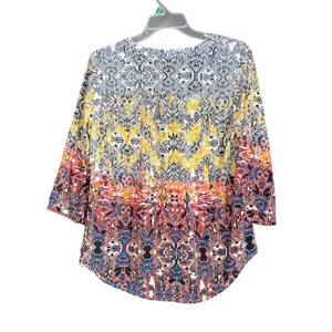 New Christopher & Banks Women Size Medium Blouse Large Medallion Paisley Pintuck thumbnail 3
