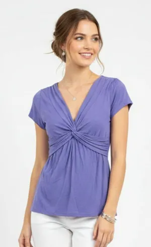 Boden Purple Short Sleeve Twist Bodice Top 2 thumbnail 1