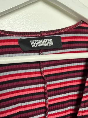 Reformation Striped V-Neck Top thumbnail 5