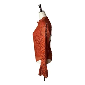 Endless Rose Bodysuit Women Small Orange Lace Cutout‎ Back Long Bel Sleeve NWT thumbnail 8