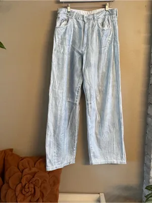 ZARA‎ Baggy Foil Coated Mid Rise Denim thumbnail 2