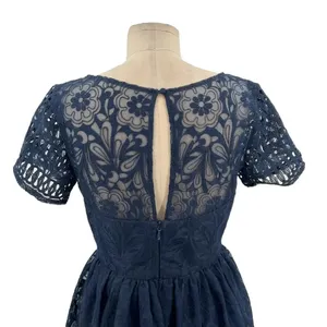 Chi Chi London‎ Sheridan Dress Navy Blue Embroidered Short Sleeve UK 12 US 8 thumbnail 10