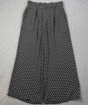 MAX STUDIO Women's Small Black White Pink Patterned Wide Leg Pants Pockets thumbnail 1