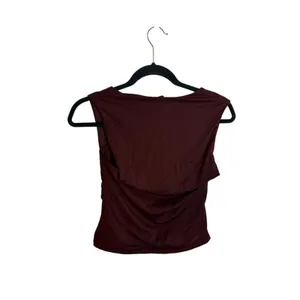 Dynamite Burgundy Ruched Square Neck Shell Top thumbnail 2