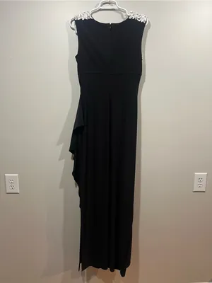 Alex Evenings Black Ruched Ruffle Dress Size 6 thumbnail 5
