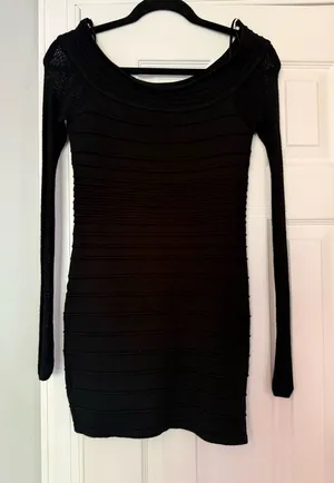Forever 21 Black Long-Sleeve Ribbed Bodycon Dress - Women thumbnail 1