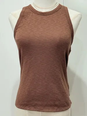 Vuori Sunrise Ribbed High Neck Tank Top Small Brown Racerback Athleisure Workout thumbnail 5