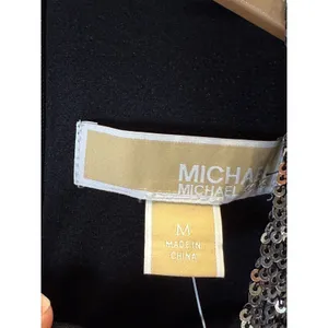 Michael Kors Sequin Dress Womens Size M Silver Ruched Mock Neck Cocktail Party thumbnail 7