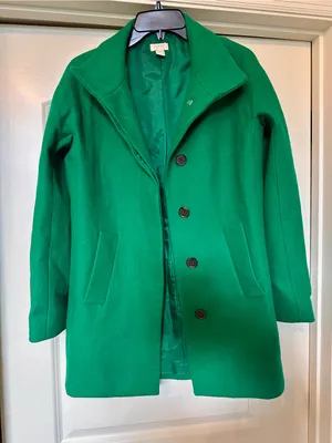 J.Crew - Emerald Green Peacoat with Hidden Button Closure - NWOT! thumbnail 2