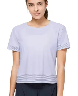 Lululemon size 6 stripe in stride Light Lavender crop Crewneck Athletic Top thumbnail 1